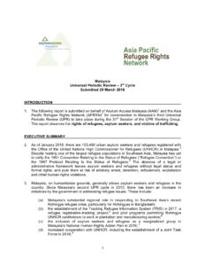 Asylum Access Malaysia-APRRN Universal Periodic Review (2018)