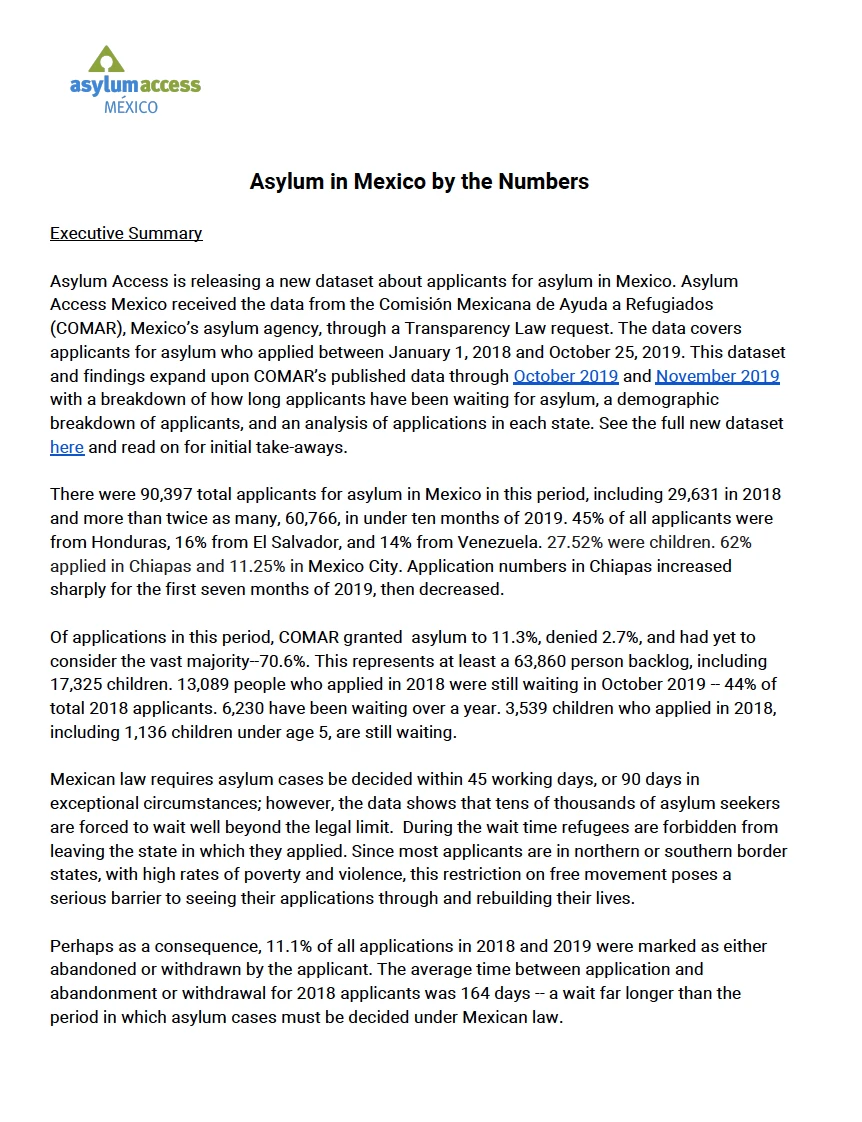 Asylum in Mexico by the Numbers (2020) (EN)