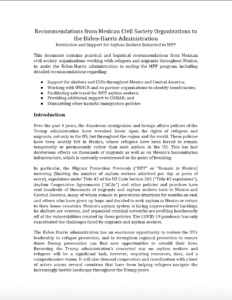 Recommendations from Mexican CSOs to Biden-Harris Administration (2020)